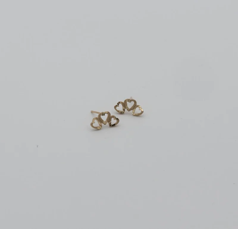 Love II Gold Triple Heart Earrings - Portier Jewelry