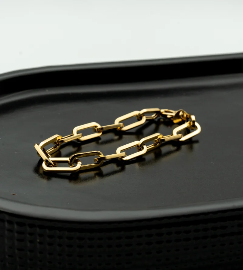 Opulence: 14K Gold Chunky Paperclip Link Bracelet - Image 6