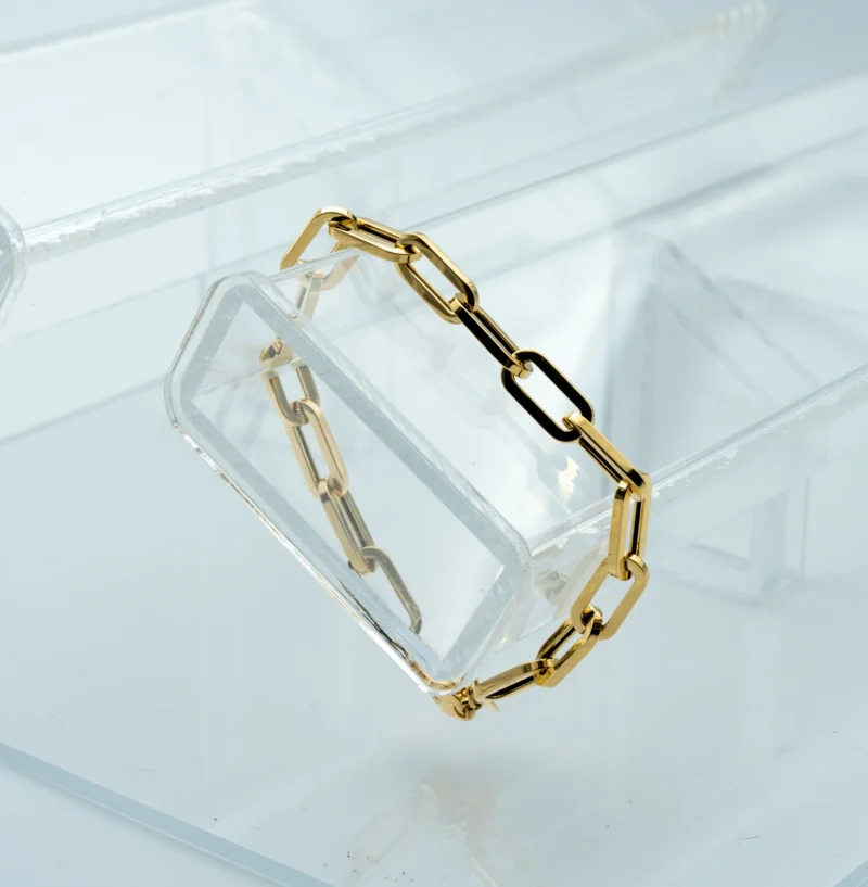 Opulence: 14K Gold Chunky Paperclip Link Bracelet - Image 8