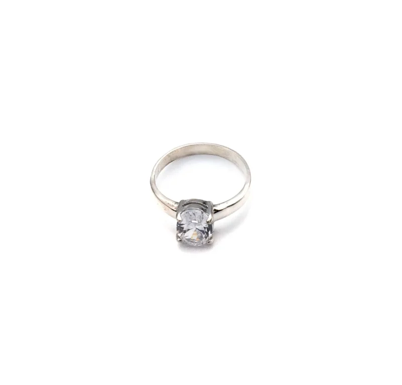 Princess: Sterling Silver Oval Stone Stone Ring - Image 3