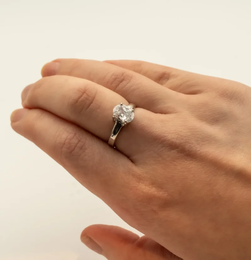 Princess: Sterling Silver Oval Stone Stone Ring - Image 5