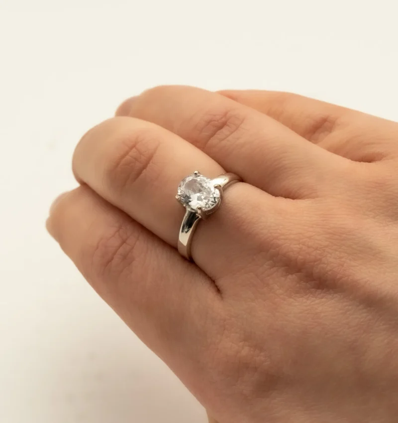 Princess: Sterling Silver Oval Stone Stone Ring - Image 6