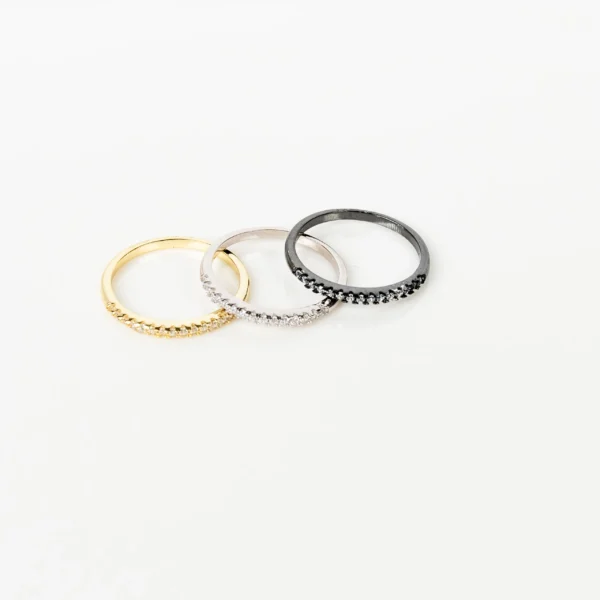 The Stack II: Silver Triple Multicoloured Rings Set