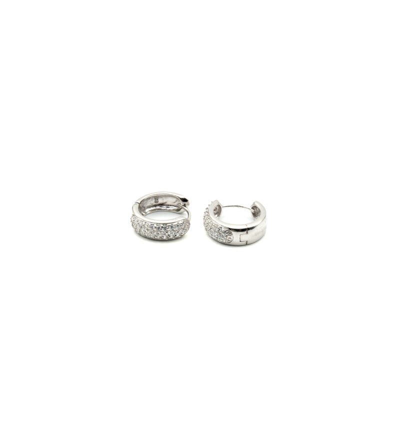 Sparkle: Sterling Silver Micro Pave Chunky Medium Hoops - Image 3