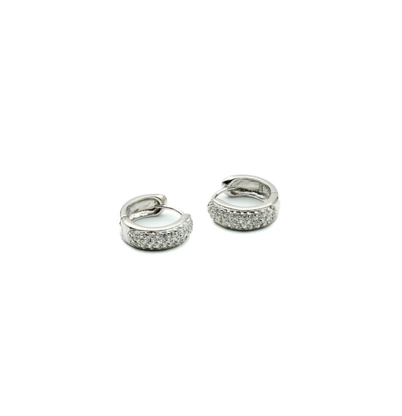 Sparkle: Sterling Silver Micro Pave Chunky Medium Hoops - Image 6