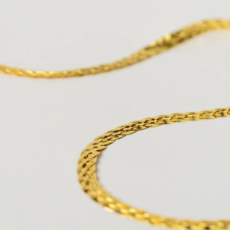 The Braid: Braided Flat Gold Necklace - Image 4