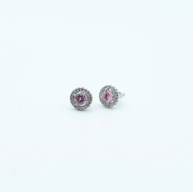 The Halo: Sterling Silver Halo Earrings with Stones - Image 2