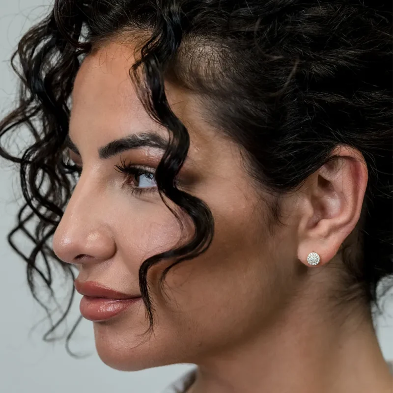 The Stunner: White Stones Circle Gold Earrings - Image 3