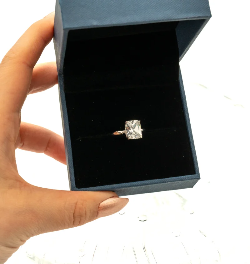 Vanessa II: Sterling Silver Rectangular Stone Ring - Image 14