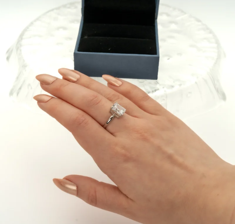 Vanessa II: Sterling Silver Rectangular Stone Ring - Image 15