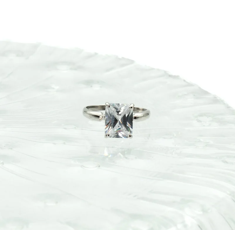 Vanessa II: Sterling Silver Rectangular Stone Ring - Image 17