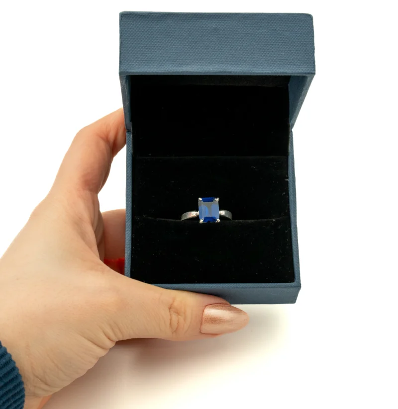 Vanessa II: Sterling Silver Rectangular Stone Ring - Image 6