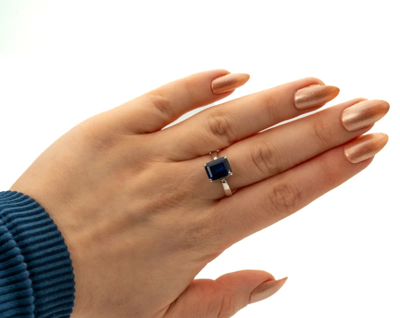 Vanessa II: Sterling Silver Rectangular Stone Ring - Image 10
