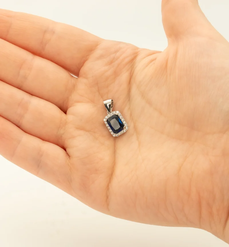 Vanessa III: Sterling Silver Rectangular Micro Pave Pendant and Chain - Image 10