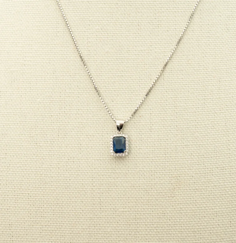 Vanessa III: Sterling Silver Rectangular Micro Pave Pendant and Chain - Image 2
