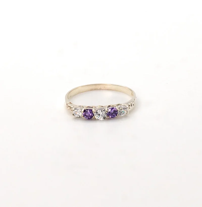 Blossom II: Sterling Silver Half Eternity Band with Two Coloured Stones - Image 3
