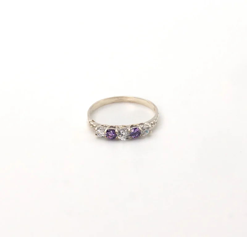 Blossom II: Sterling Silver Half Eternity Band with Two Coloured Stones - Image 4