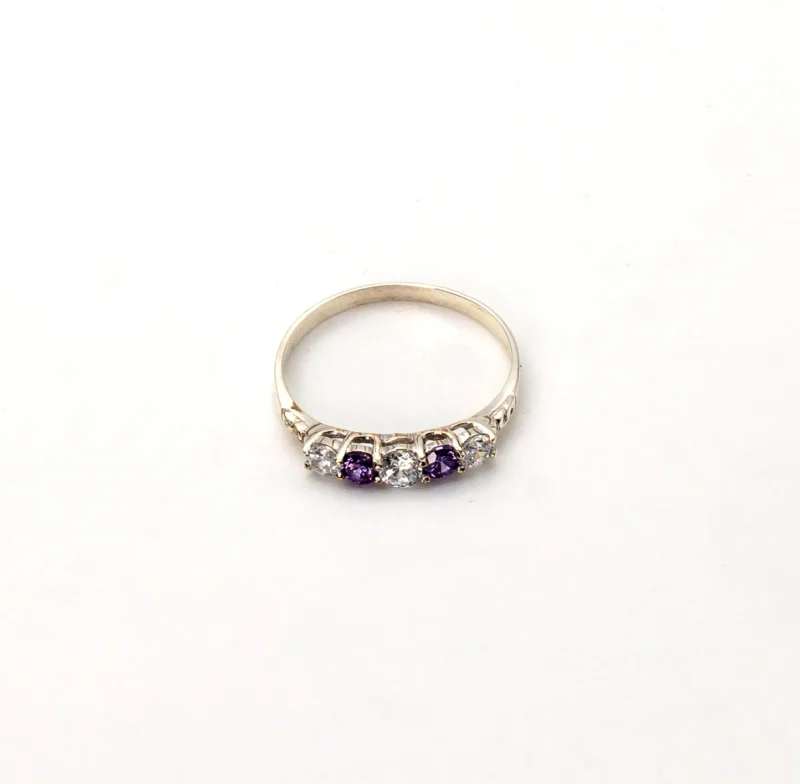 Blossom II: Sterling Silver Half Eternity Band with Two Coloured Stones - Image 5