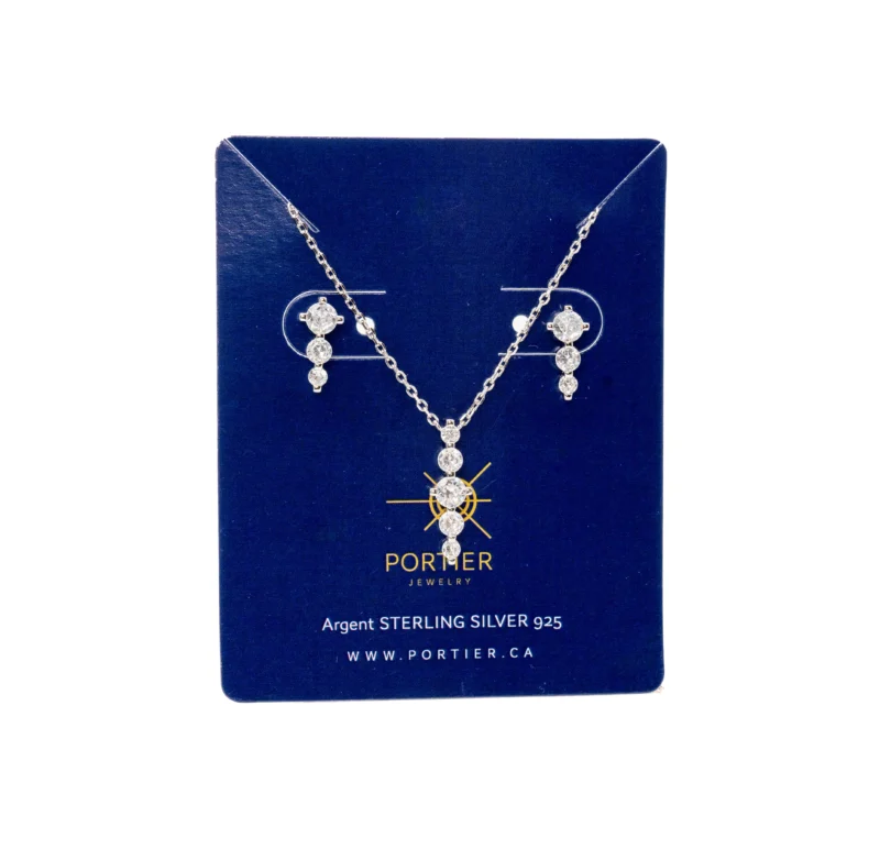 Lustria: Sterling Silver Sparkling CZ Stones Necklace and Earrings - Image 10