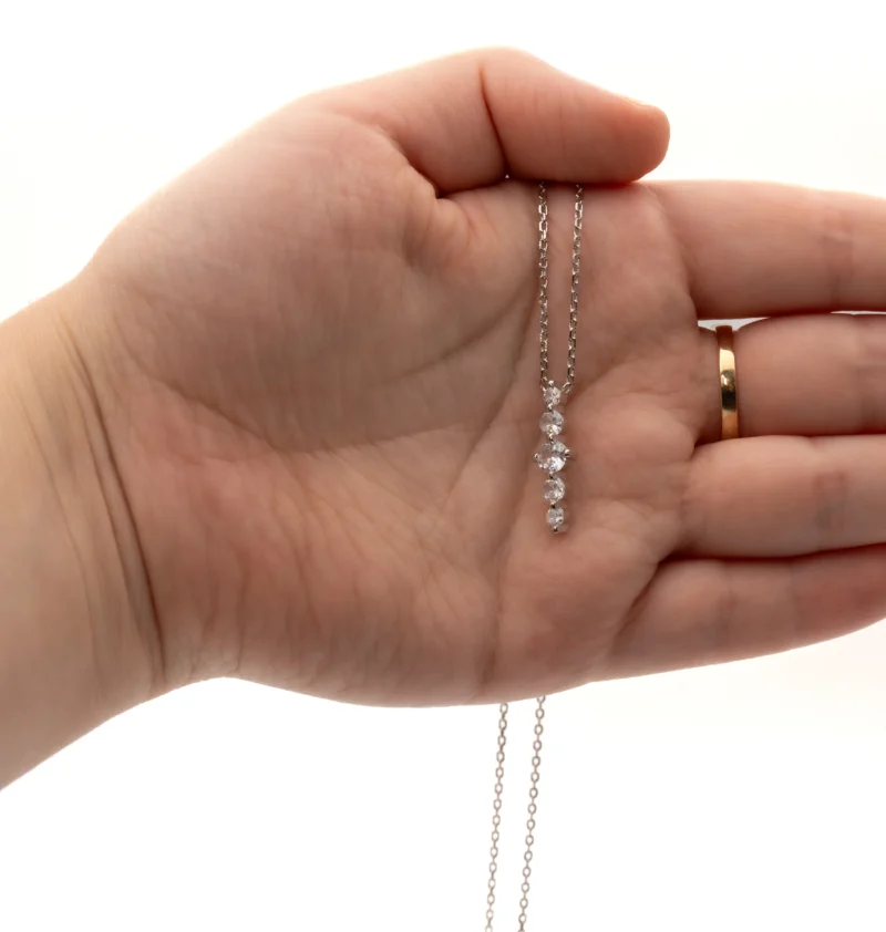 Lustria: Sterling Silver Sparkling CZ Stones Necklace and Earrings - Image 5