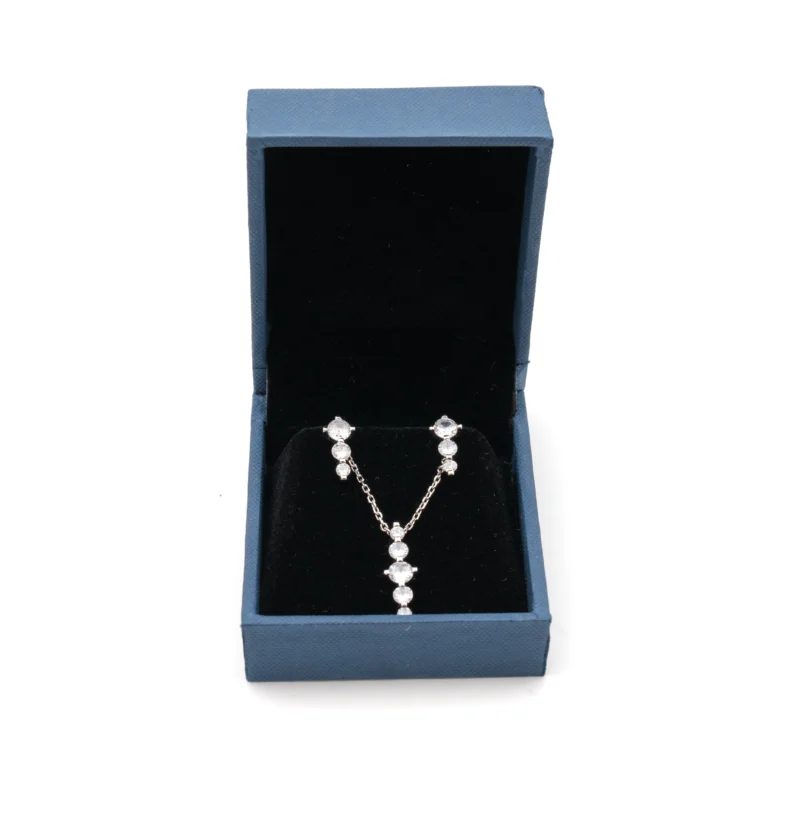 Lustria: Sterling Silver Sparkling CZ Stones Necklace and Earrings - Image 4