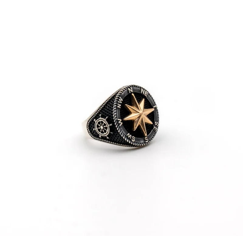 Compass: Men's Sterling Silver Compass Ring - Image 2