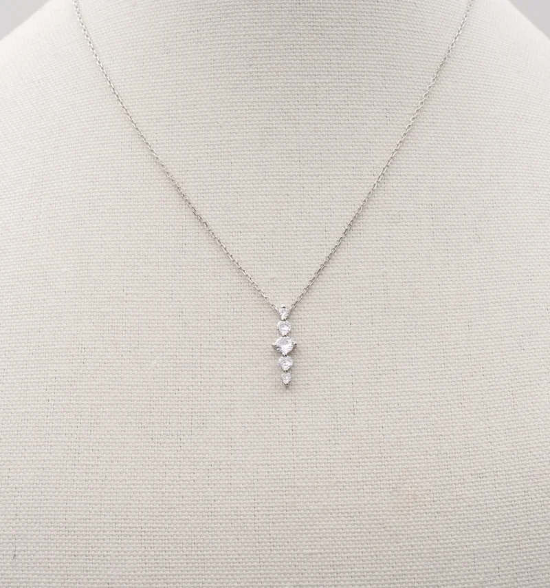 Lustria: Sterling Silver CZ Stones Necklace and Earrings Set - Image 4