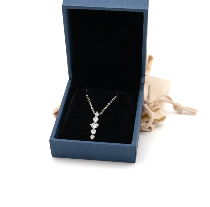 Lustria: Sterling Silver CZ Stones Necklace and Earrings Set - Image 5