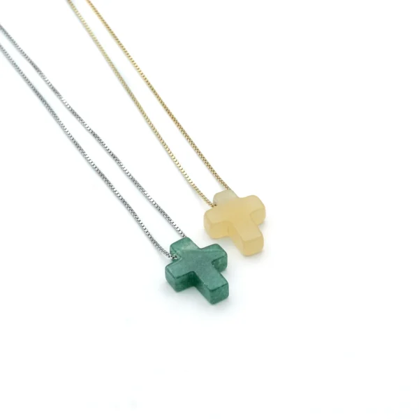 Zion: Natural Stone Cross Pendant and Chain